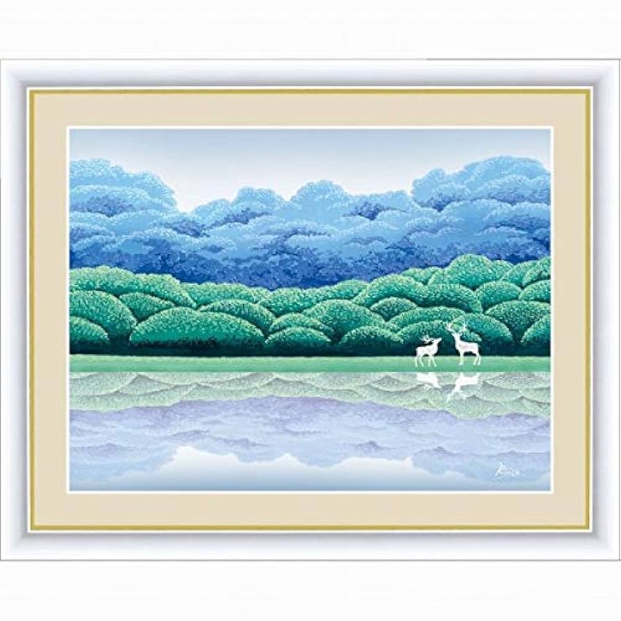Amazon.co.jp: 竹内凛子『湖畔清涼』高精彩工芸画+手彩 風景画